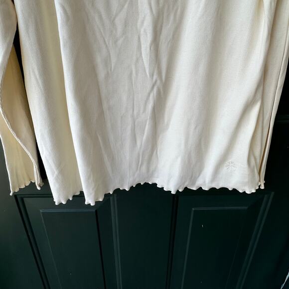 NWOT Isaac Mizrahi QVC Essentials Pima Cotton Rib Long Sleeve Top CREAM, Sz M - Picture 4 of 8